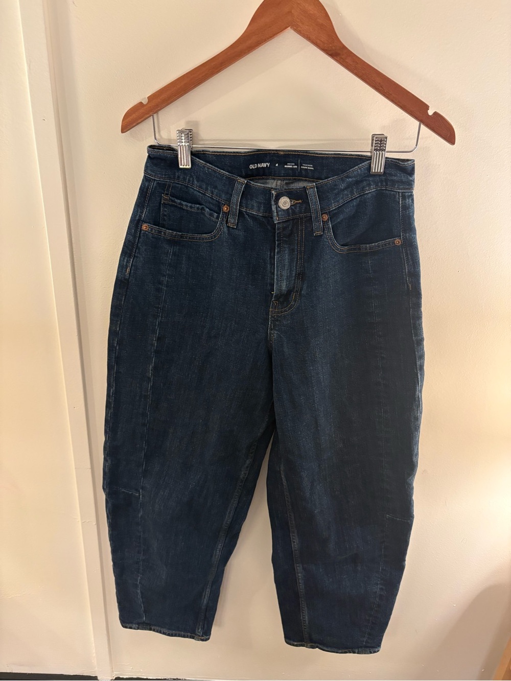 Old Navy Dark Blue High-Rise Barrel Leg Jeans